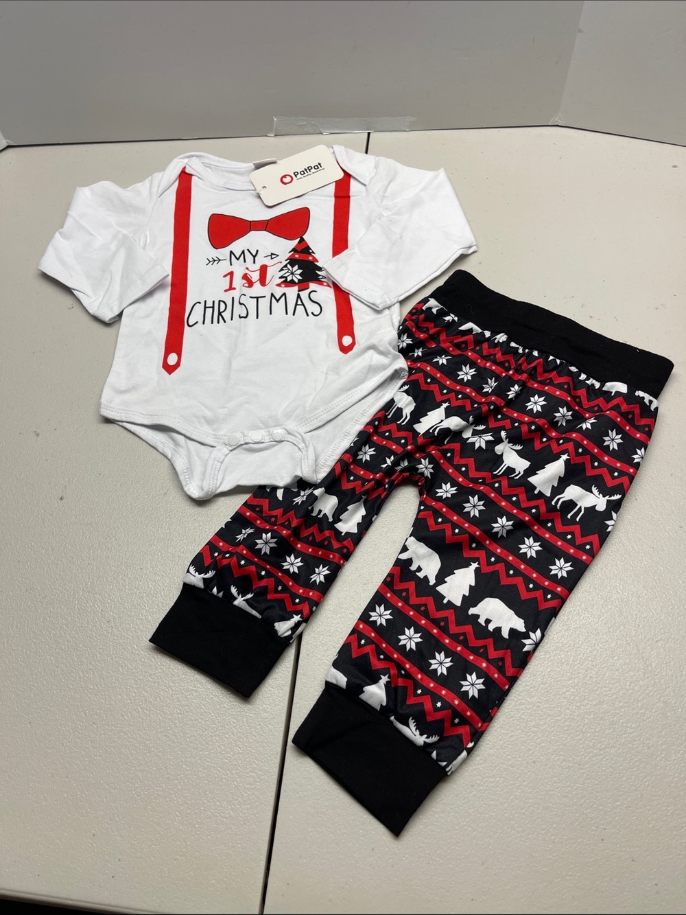 PatPat White & Red 'My 1st Christmas' Baby Set. NWT